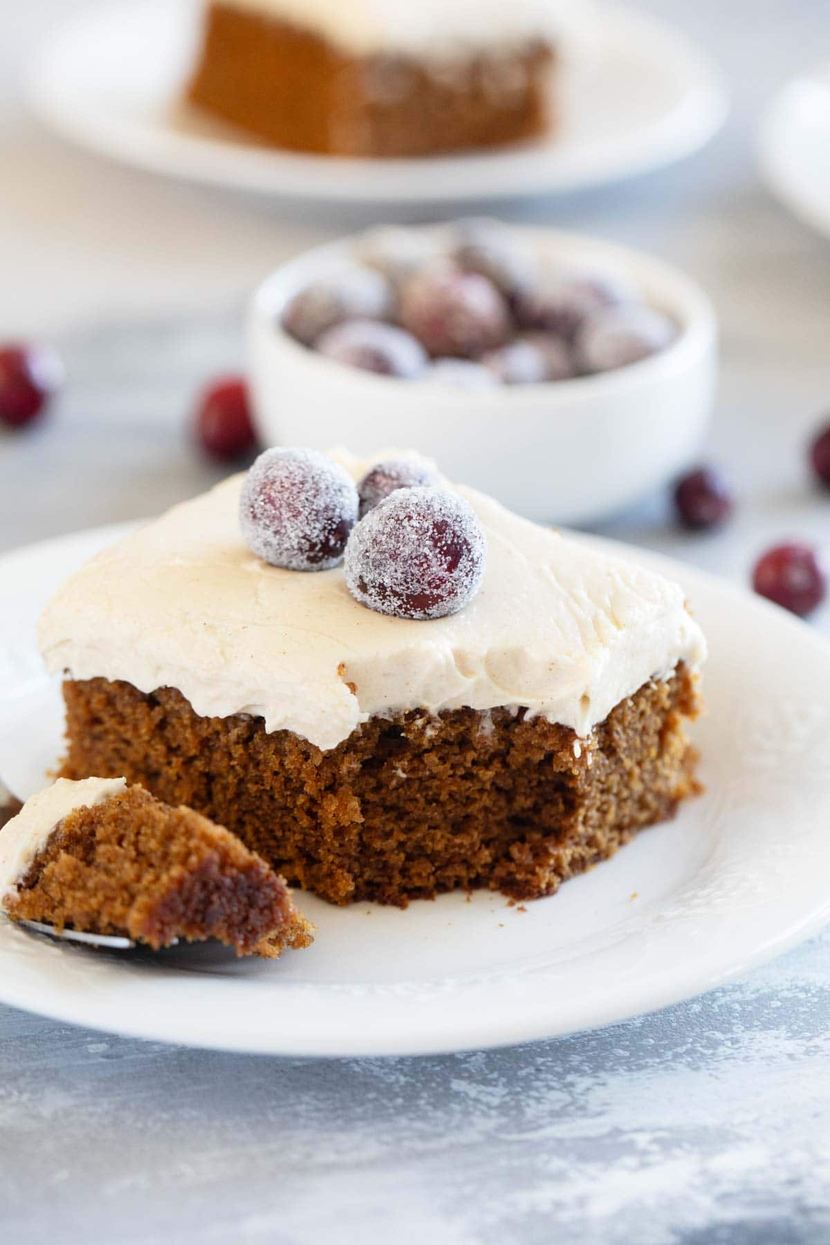 Gingerbread Cake with a bite taken from it.