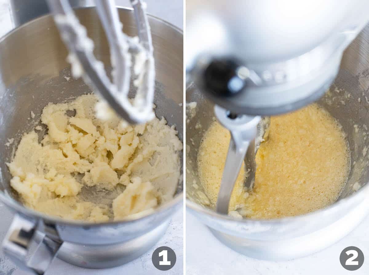 Mixing butter, sugar, and eggs for Italian Christmas Cookies.