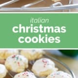Italian Christmas Cookies collage with text bar in the middle.