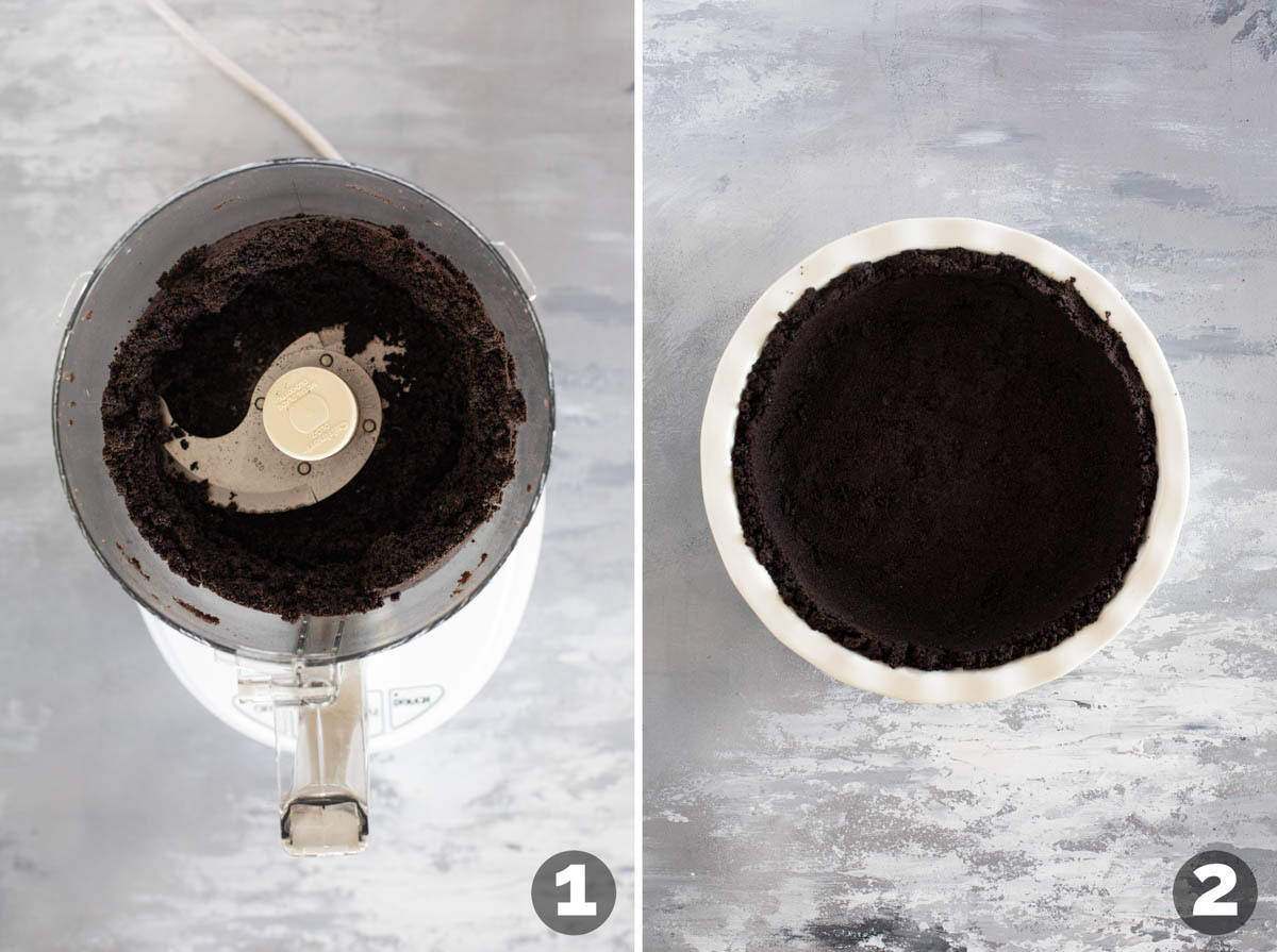 Making Oreo cookie crust.