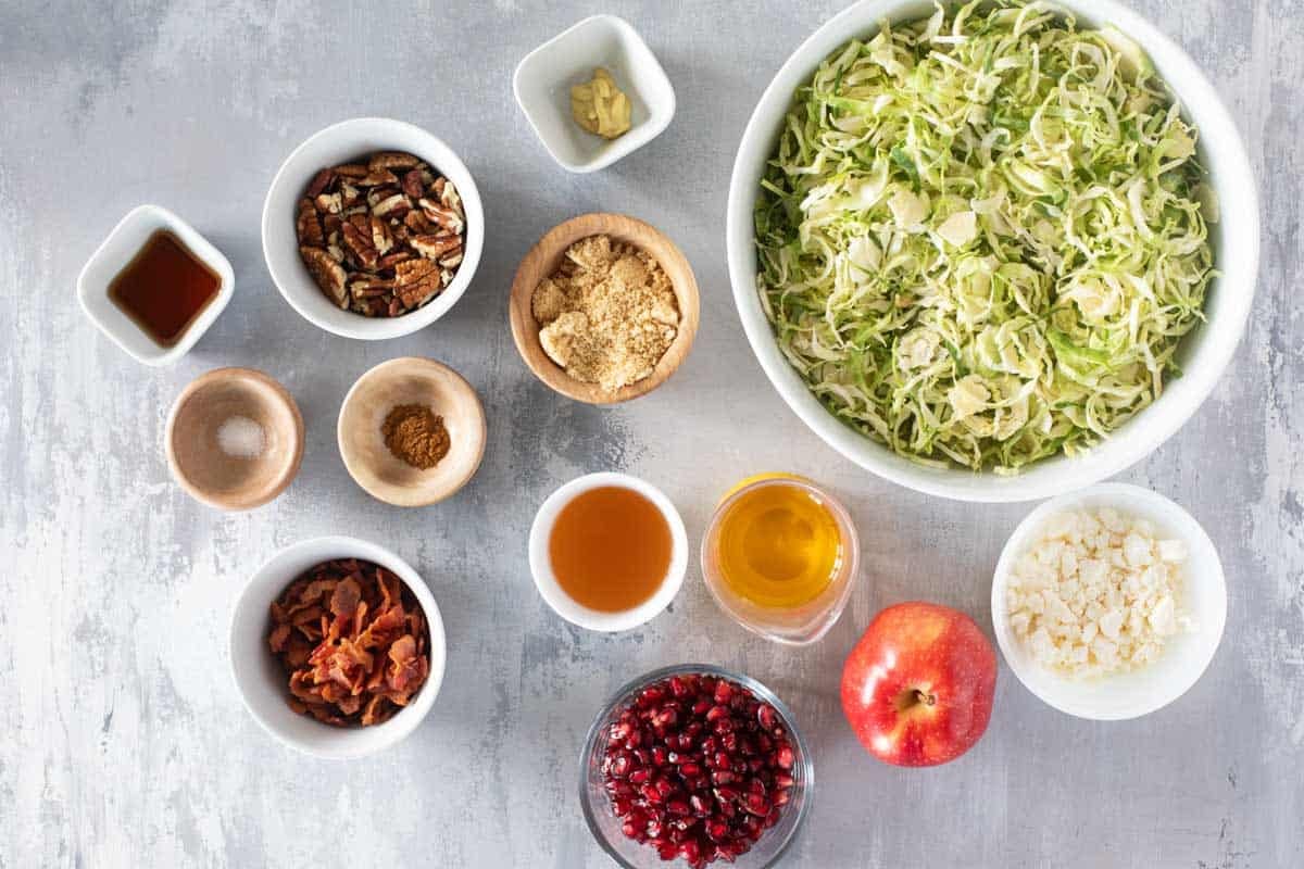 Ingredients for Shaved Brussels Sprout Salad.