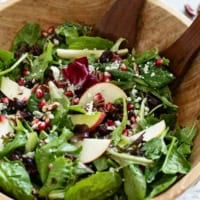 Thanksgiving Salad with apples, pomegranates, and an apple cider vinaigrette.