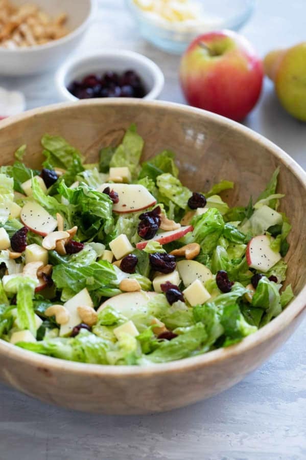 Bowl with Winter Salad with Lemon Poppy Seed Dressing.