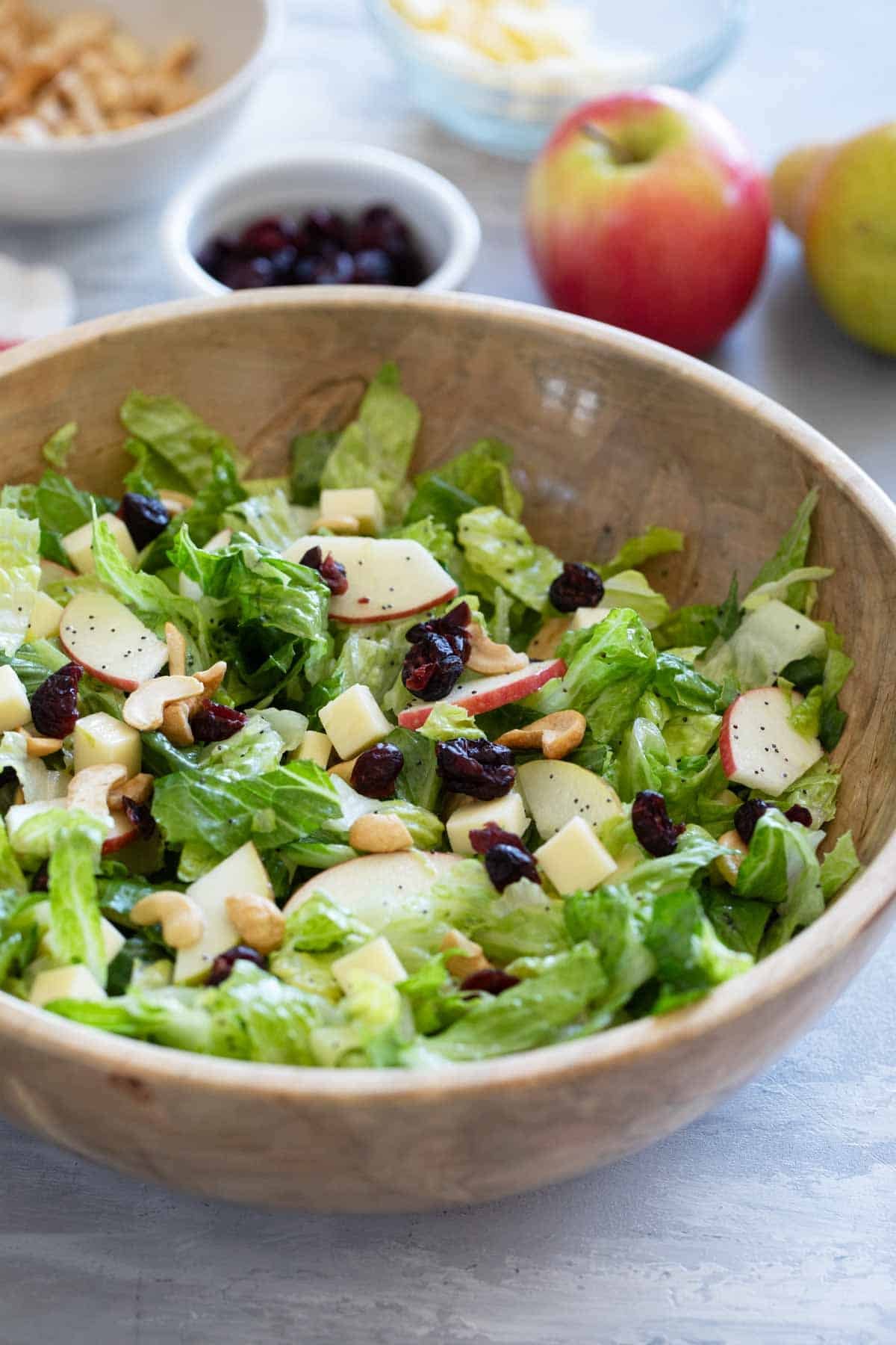 Bowl with Winter Salad with Lemon Poppy Seed Dressing.