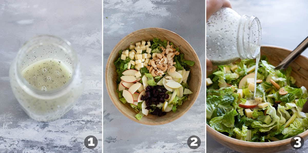 Steps to make a Winter Salad with Lemon Poppy Seed Dressing.