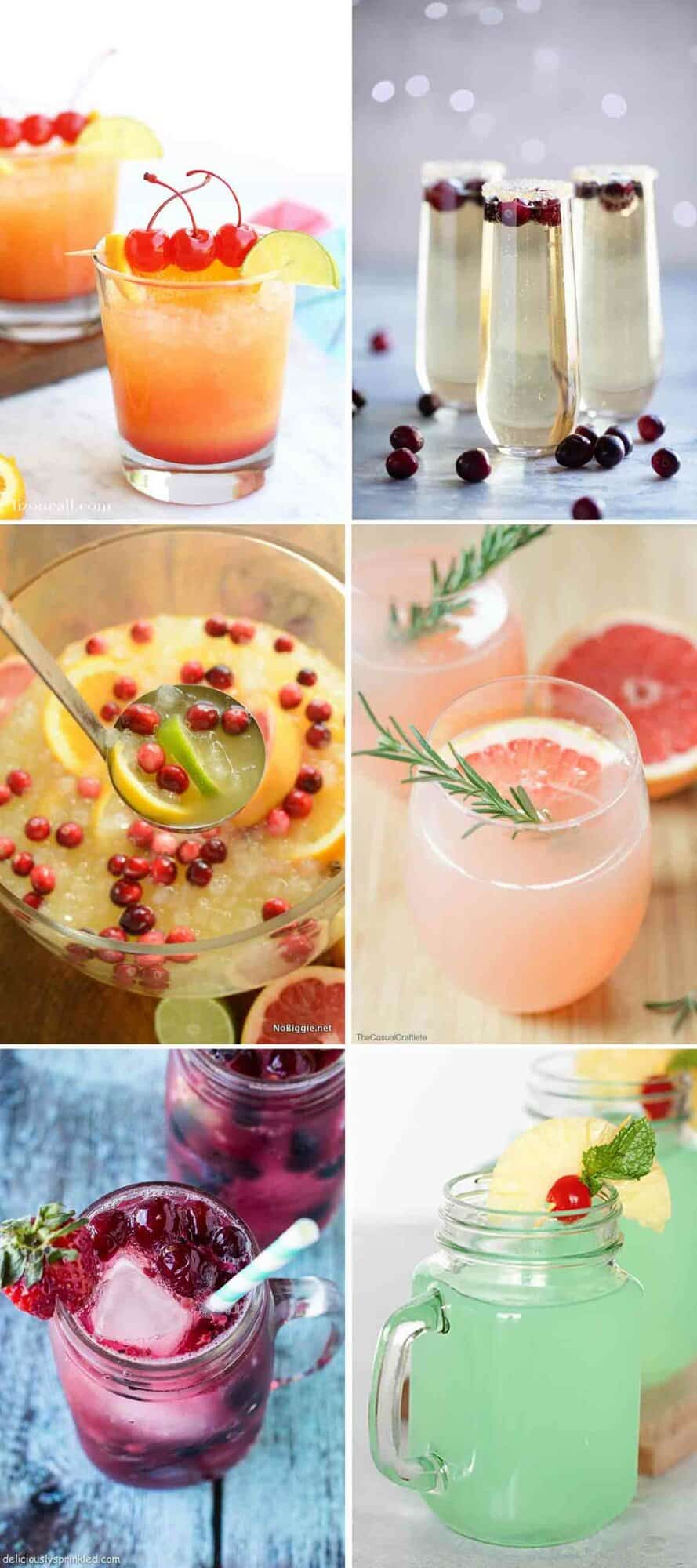 Collage with 6 mocktails.