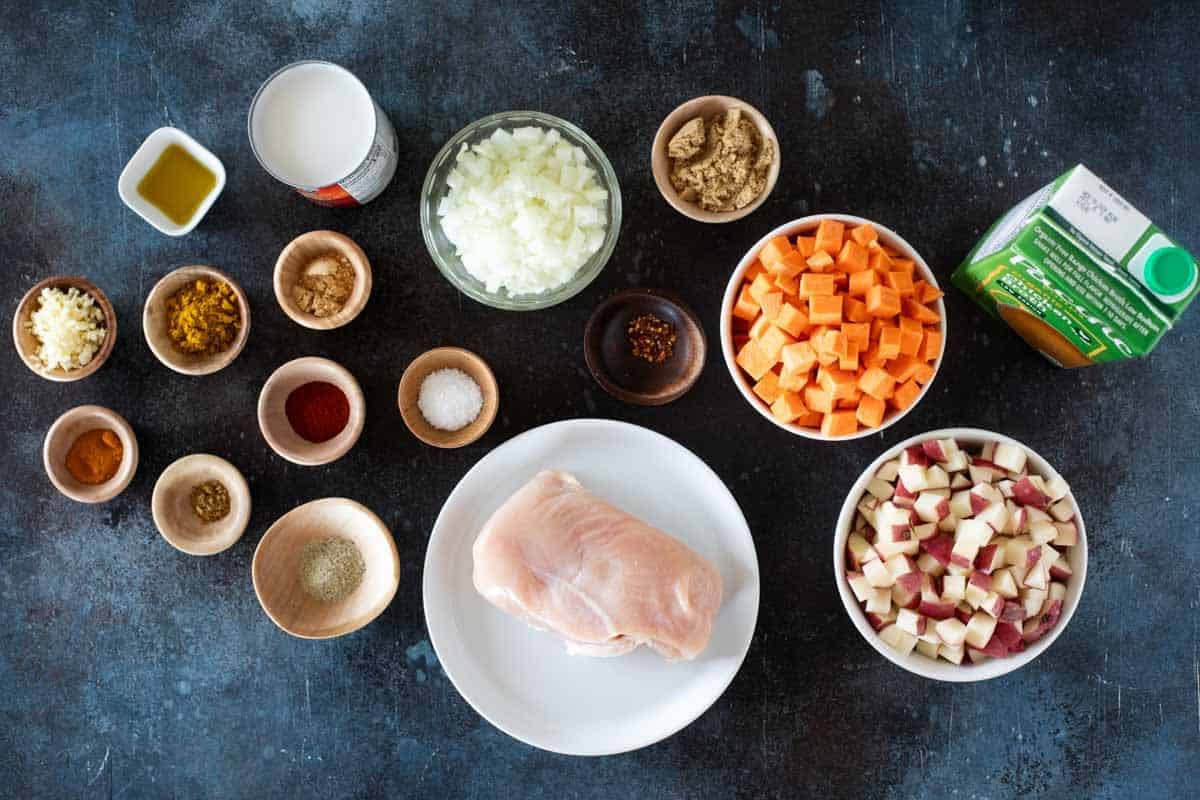 Ingredients for Chicken Curry Soup.