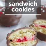 Chocolate Cherry Sandwich Cookies with text overlay.
