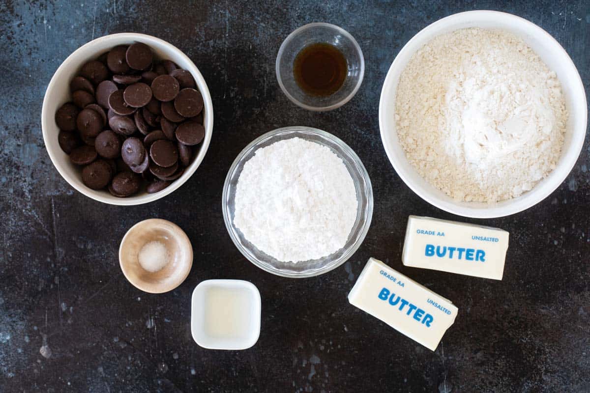 Ingredients for Chocolate Dipped Cookies.