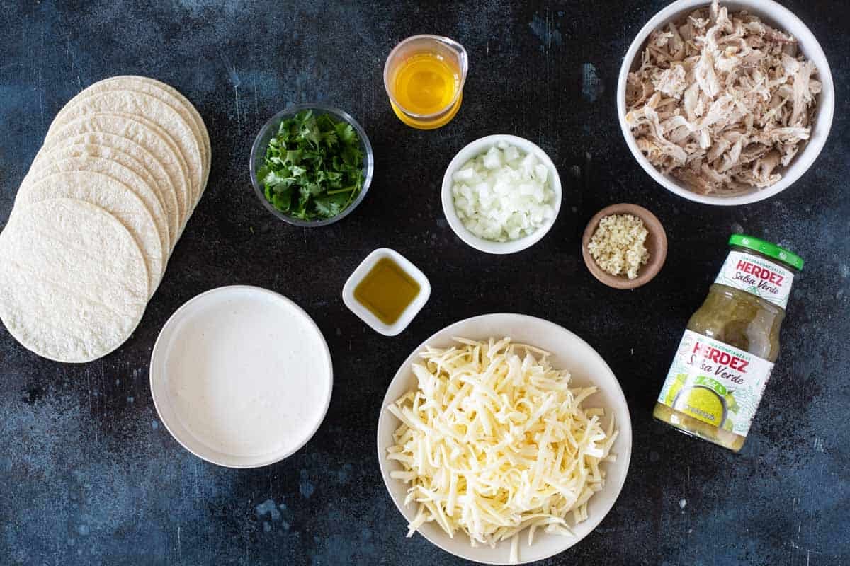 Ingredients for Enchiladas Suizas.