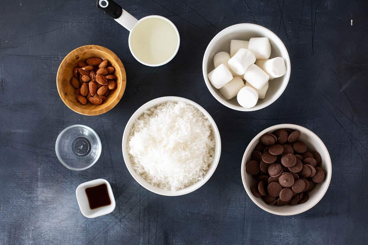 Ingredients for Homemade Almond Joys.