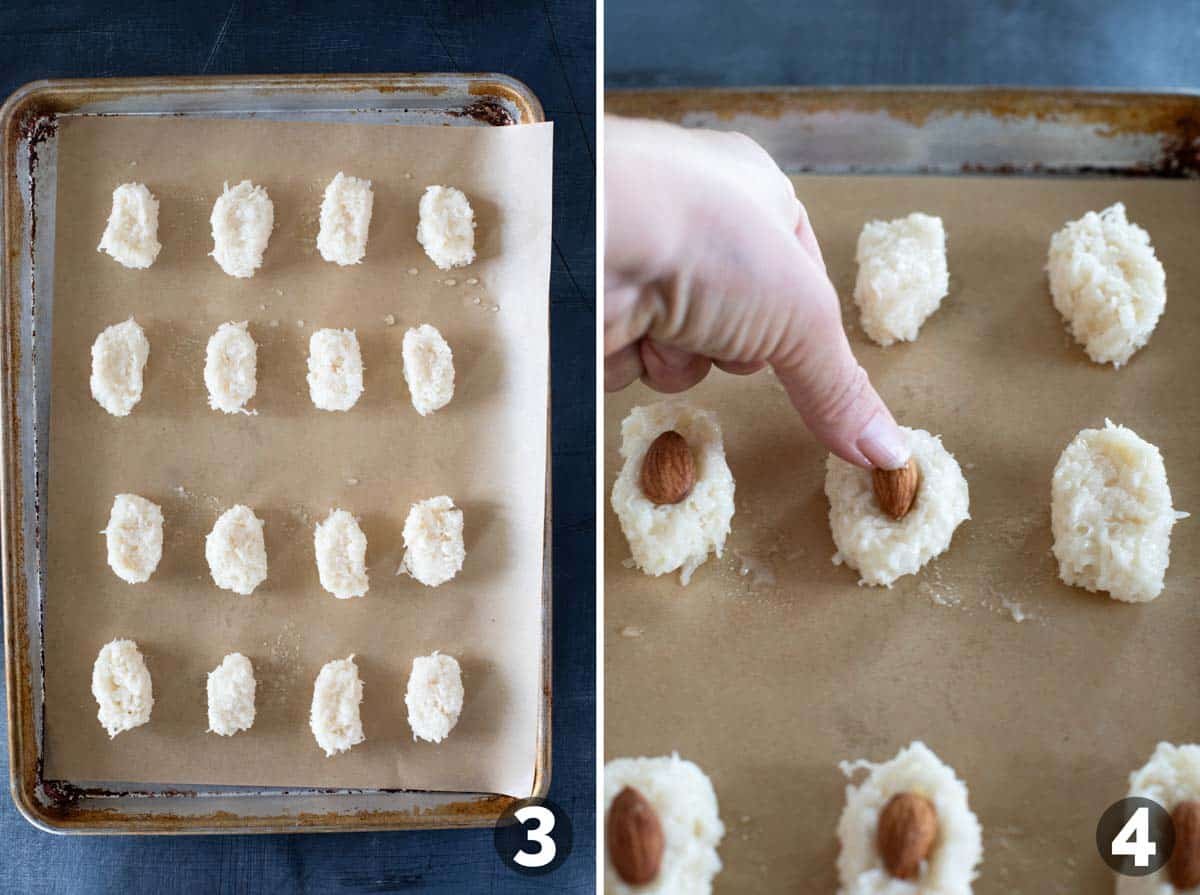 Forming coconut centers for Homemade Almond Joys.