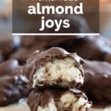 Homemade Almond Joys with text overlay.