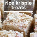 Peppermint Rice Krispie Treats with text overlay.