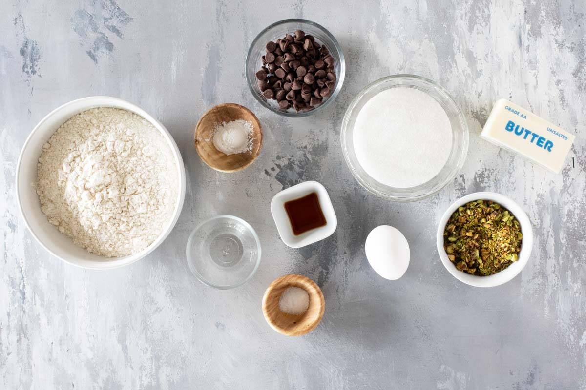 Ingredients for Pistachio Cookies.