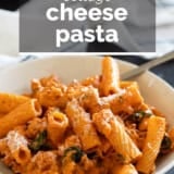 Cottage Cheese Pasta with text overlay.