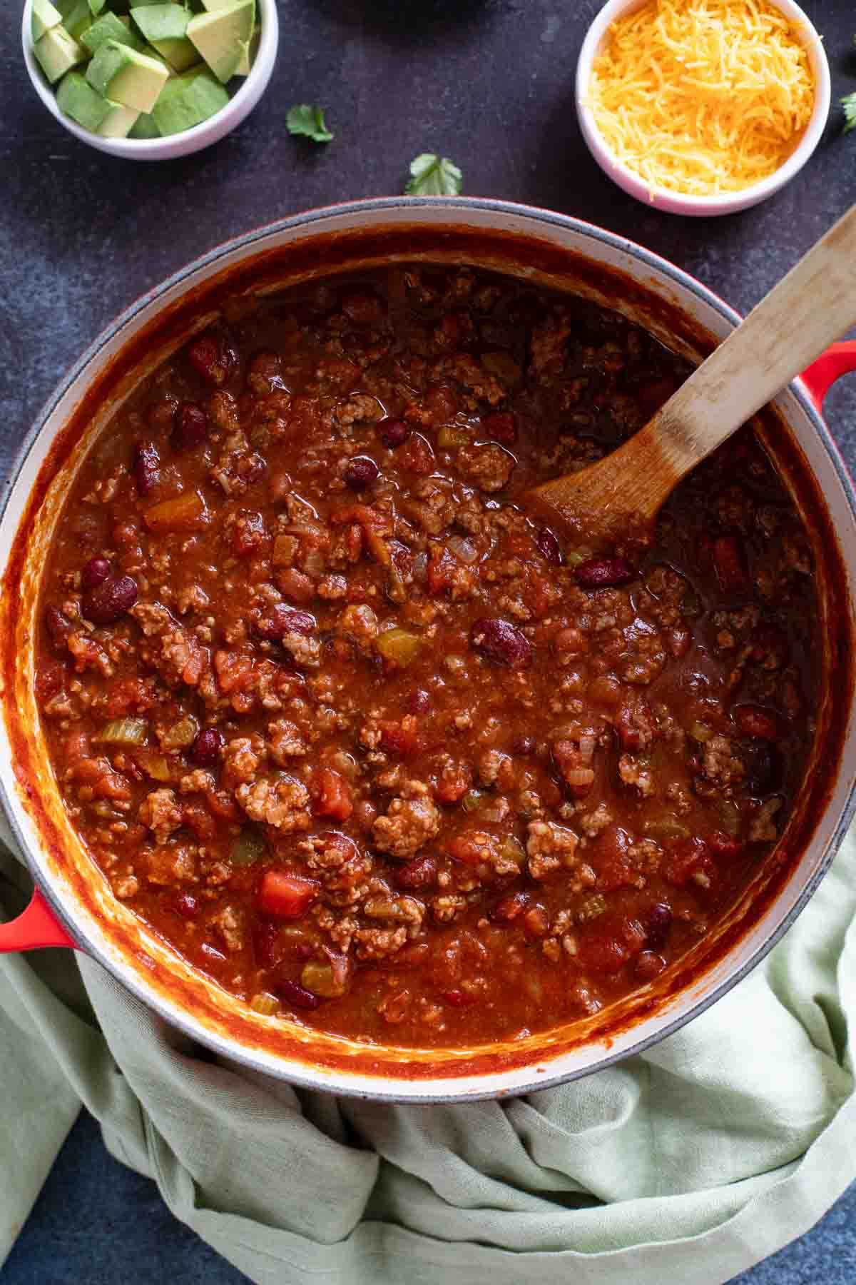 Pot filled with Flatlander Chili.