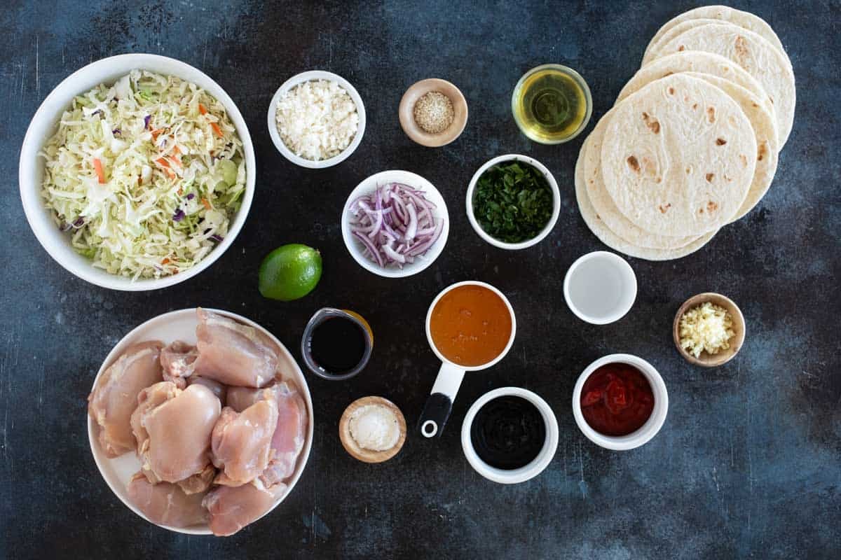 Ingredients for Honey Garlic Chicken Tacos.
