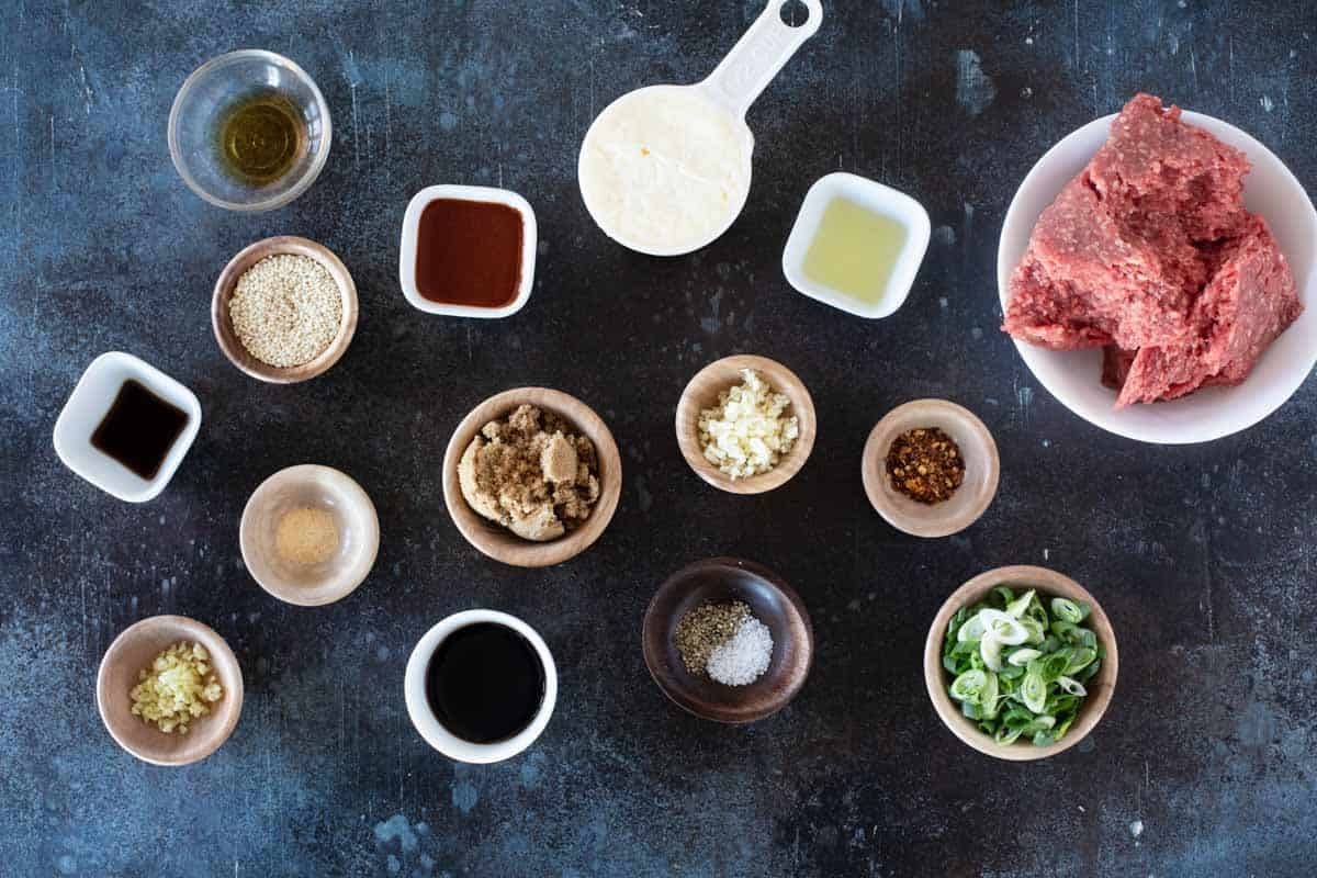 Ingredients for Korean Beef Bowls.