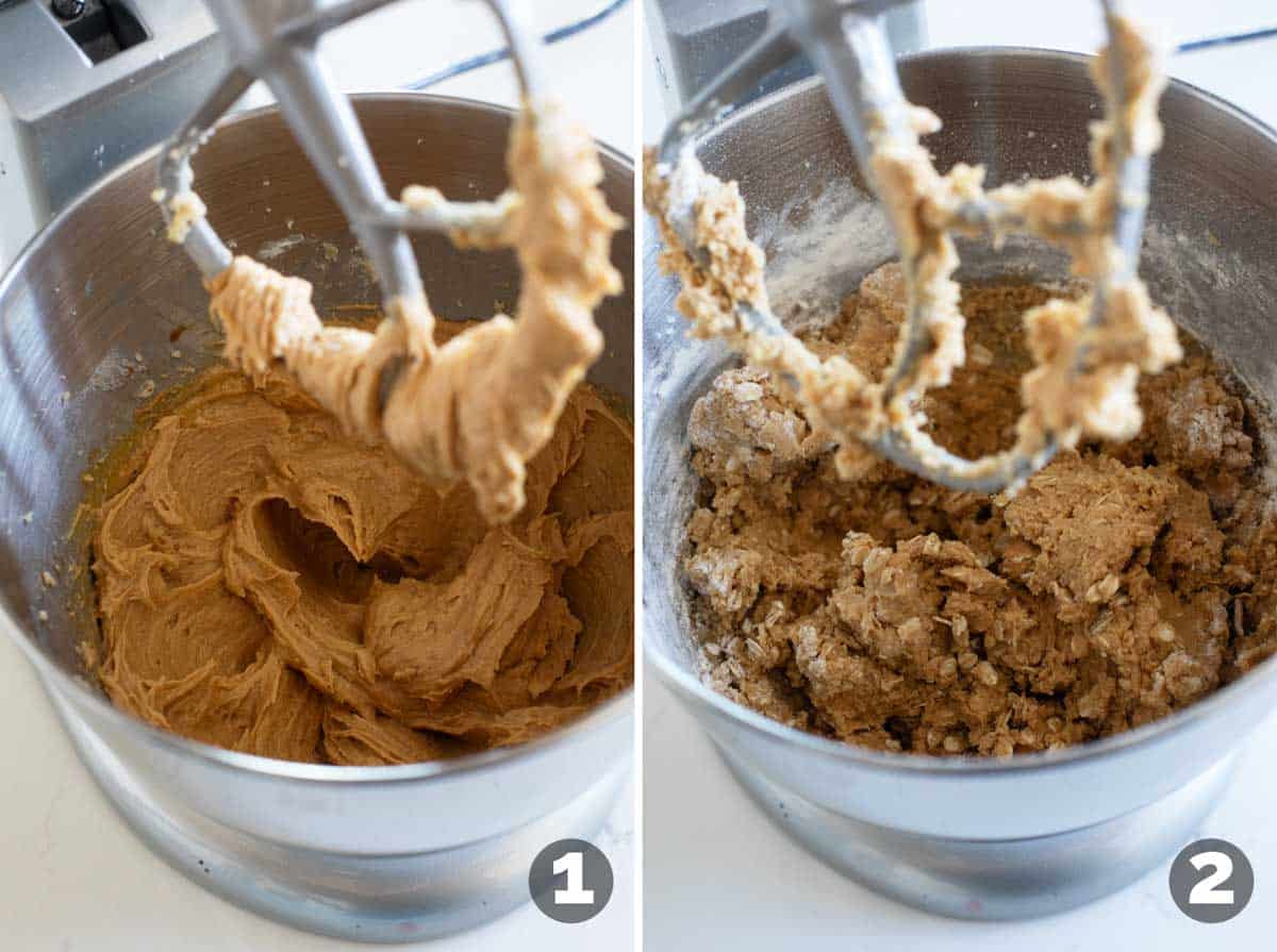 Making dough for Monster Cookies.