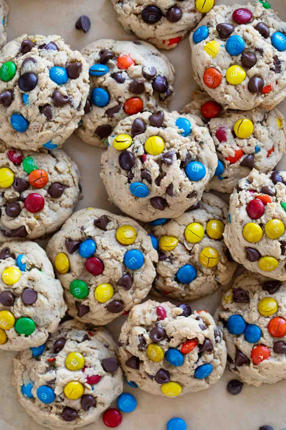 Monster cookies with m&ms and chocolate chips.