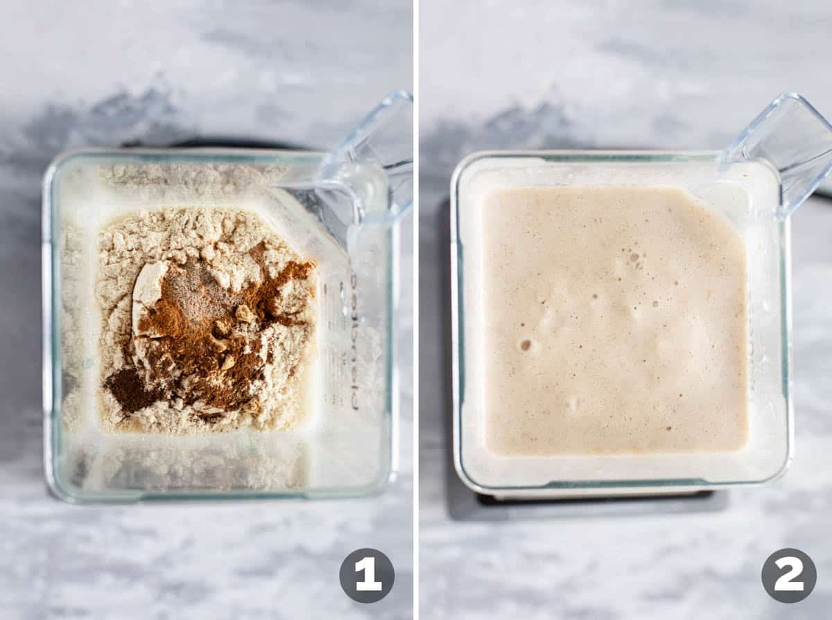 Steps to make a vanilla chai smoothie.