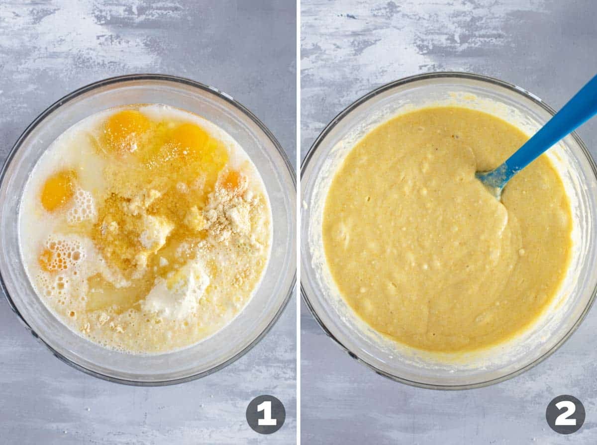 Making batter for Boston Market Cornbread.