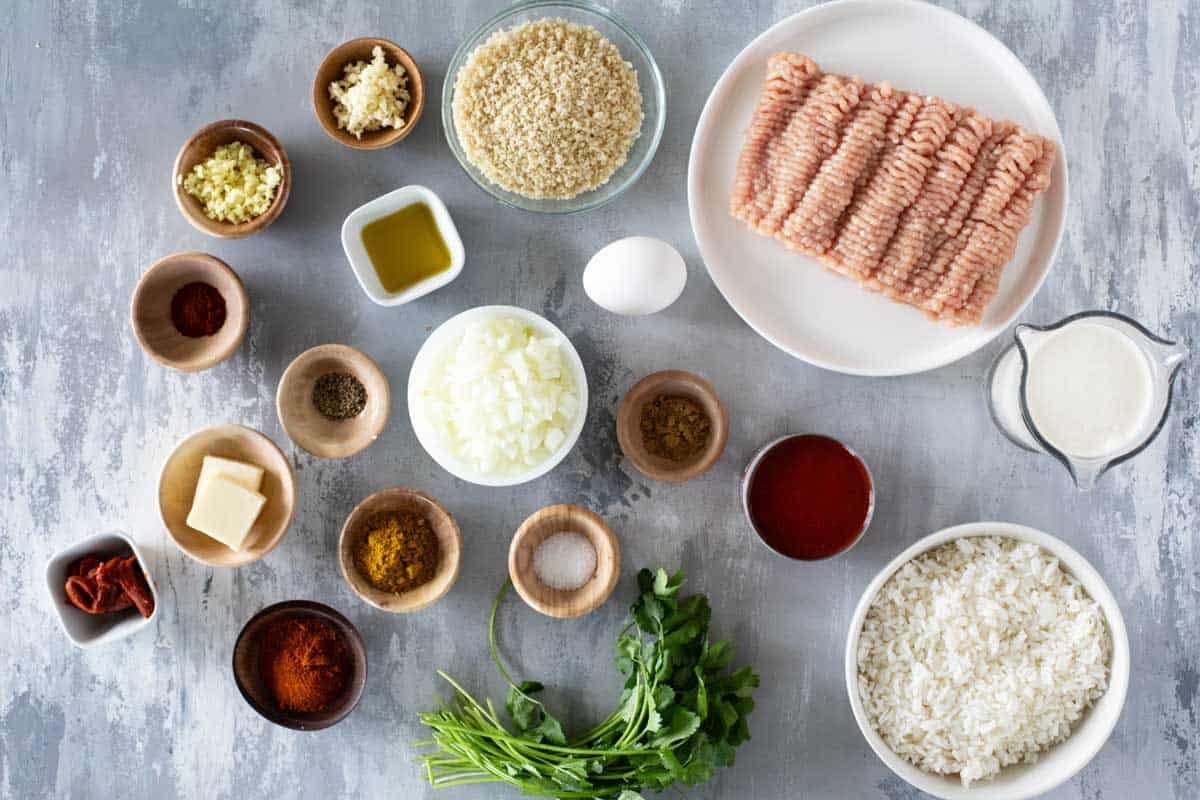 Ingredients for Butter Chicken Meatballs.