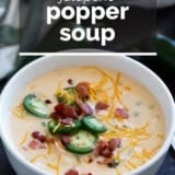 Jalapeño Popper Soup with text overlay.