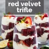 Red Velvet Trifle with text overlay.