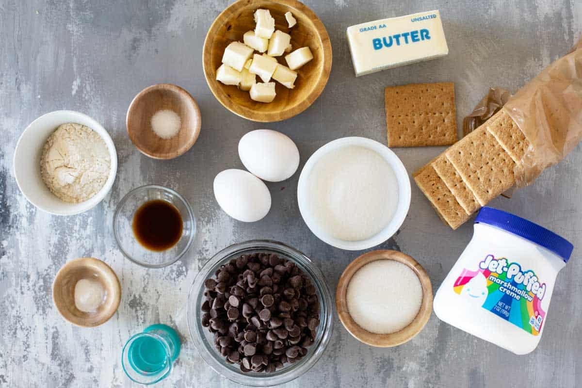 Ingredients for S'mores Brownies.