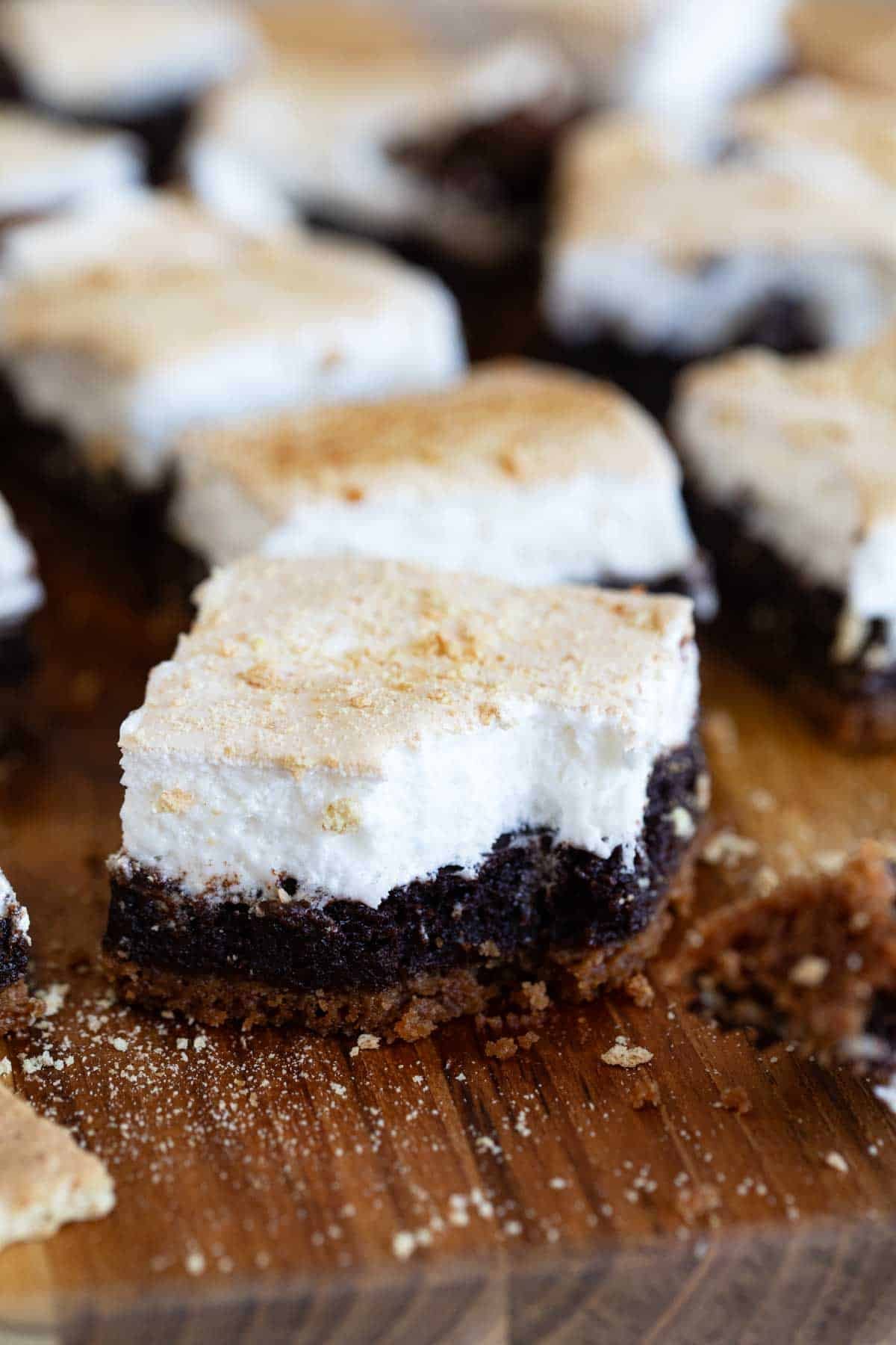 S'mores Brownie with a bite taken from it.