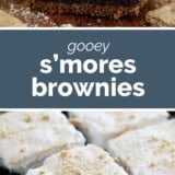 S'mores Brownies collage with text bar in the middle.