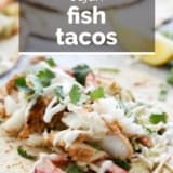 Cajun Fish Tacos with text overlay.
