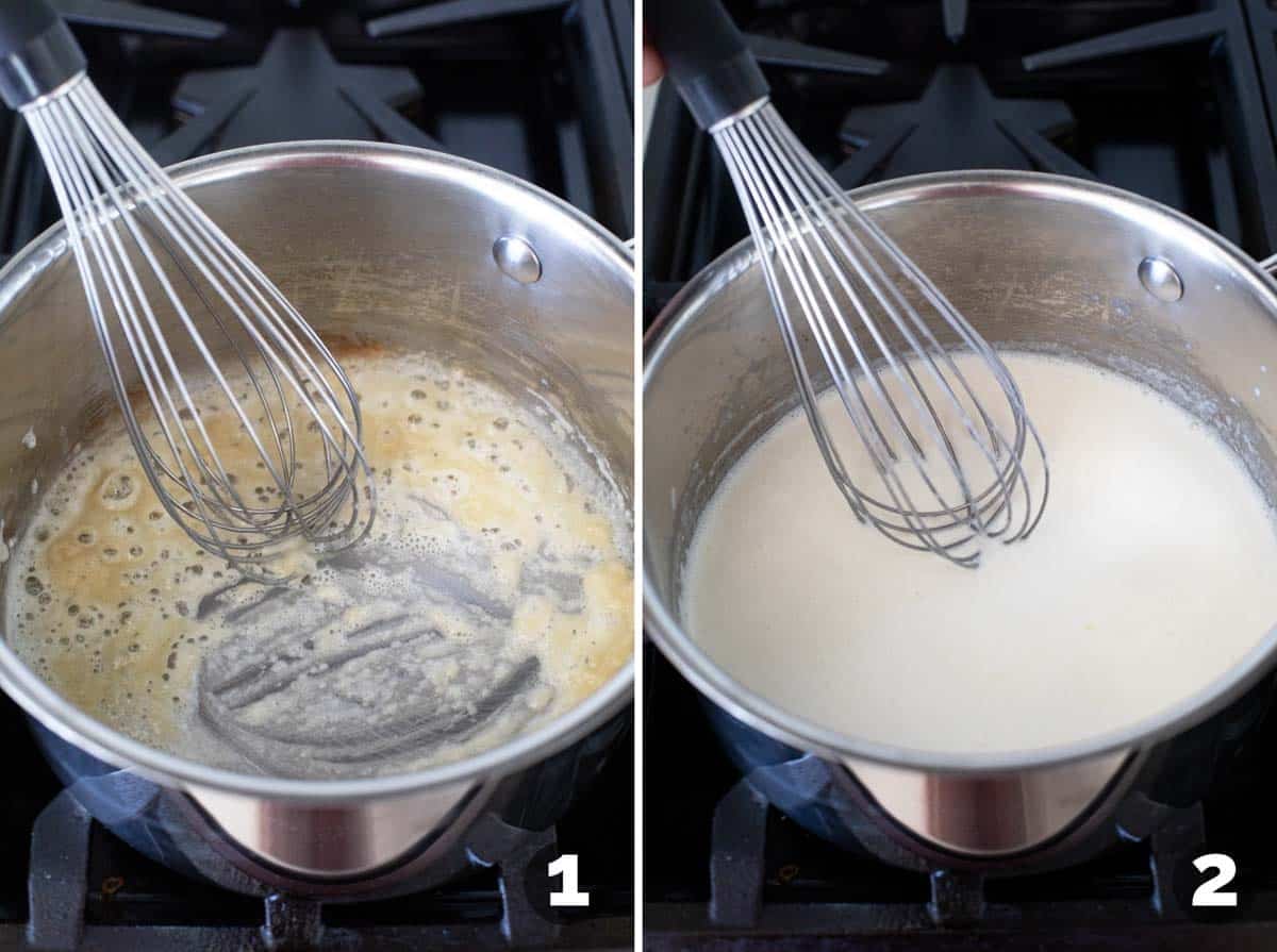 Making sauce for Creamed Peas.