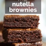 Nutella Brownies with text overlay.