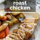 Garlic Roast Chicken with text overlay.