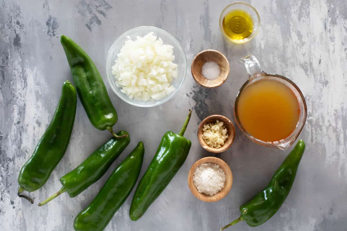 Ingredients to make Green Chile Sauce.