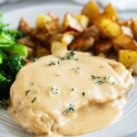 Honey Mustard Pork Chops with a creamy mustard sauce.