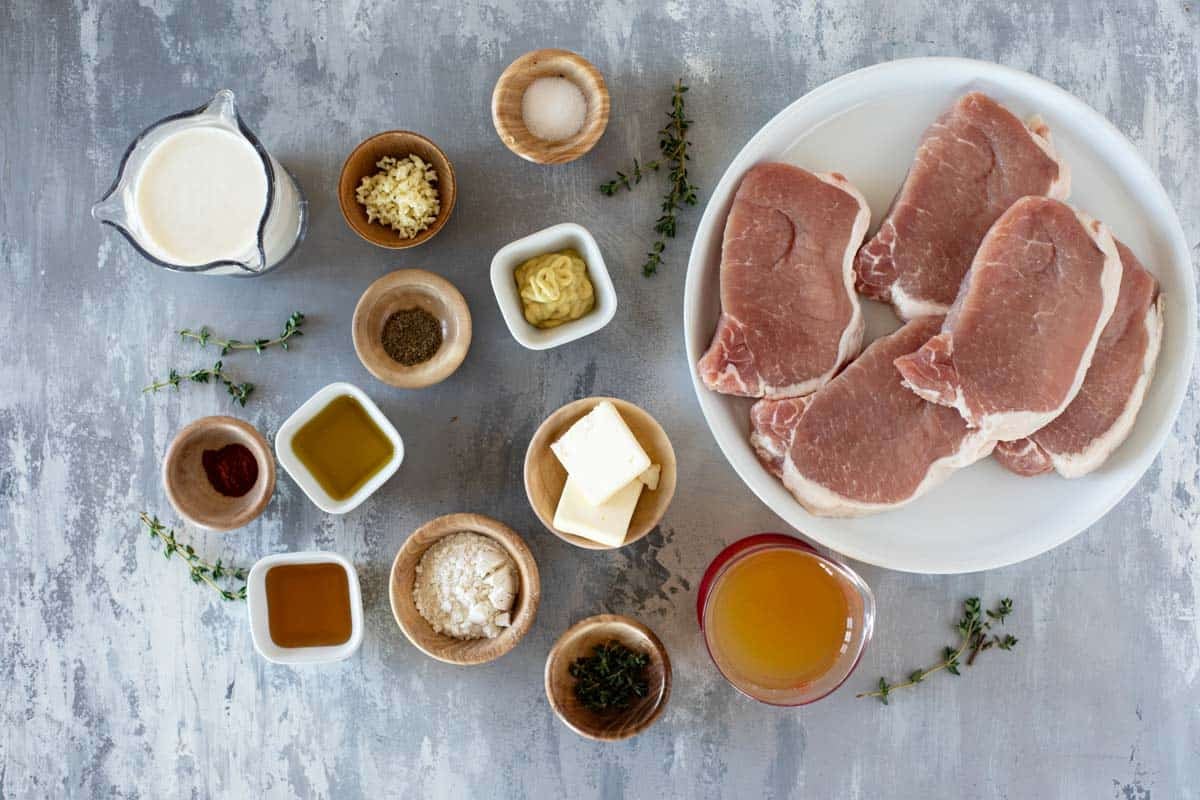 Ingredients for Honey Mustard Pork Chops.