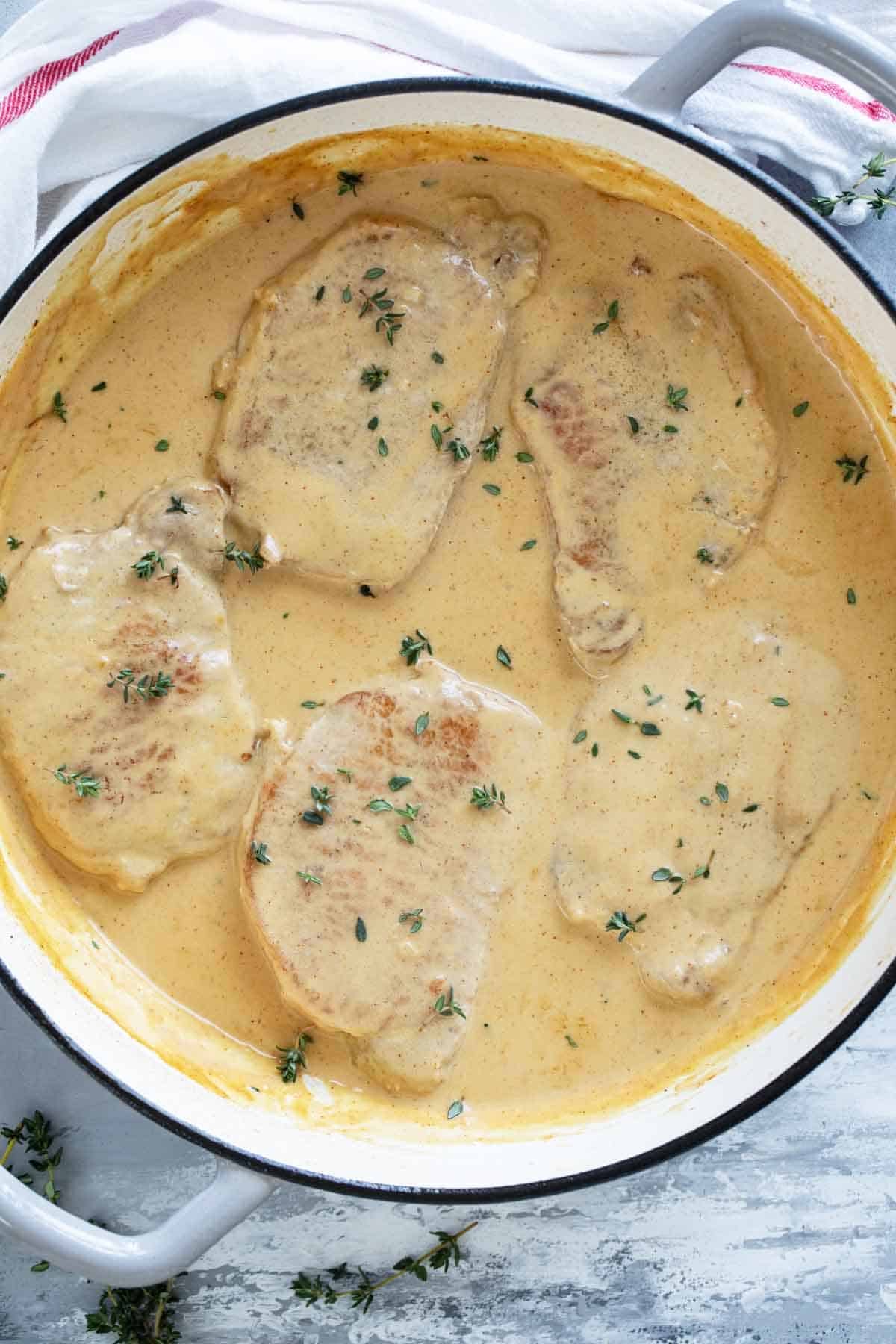 Honey Mustard Pork Chops in a skillet.
