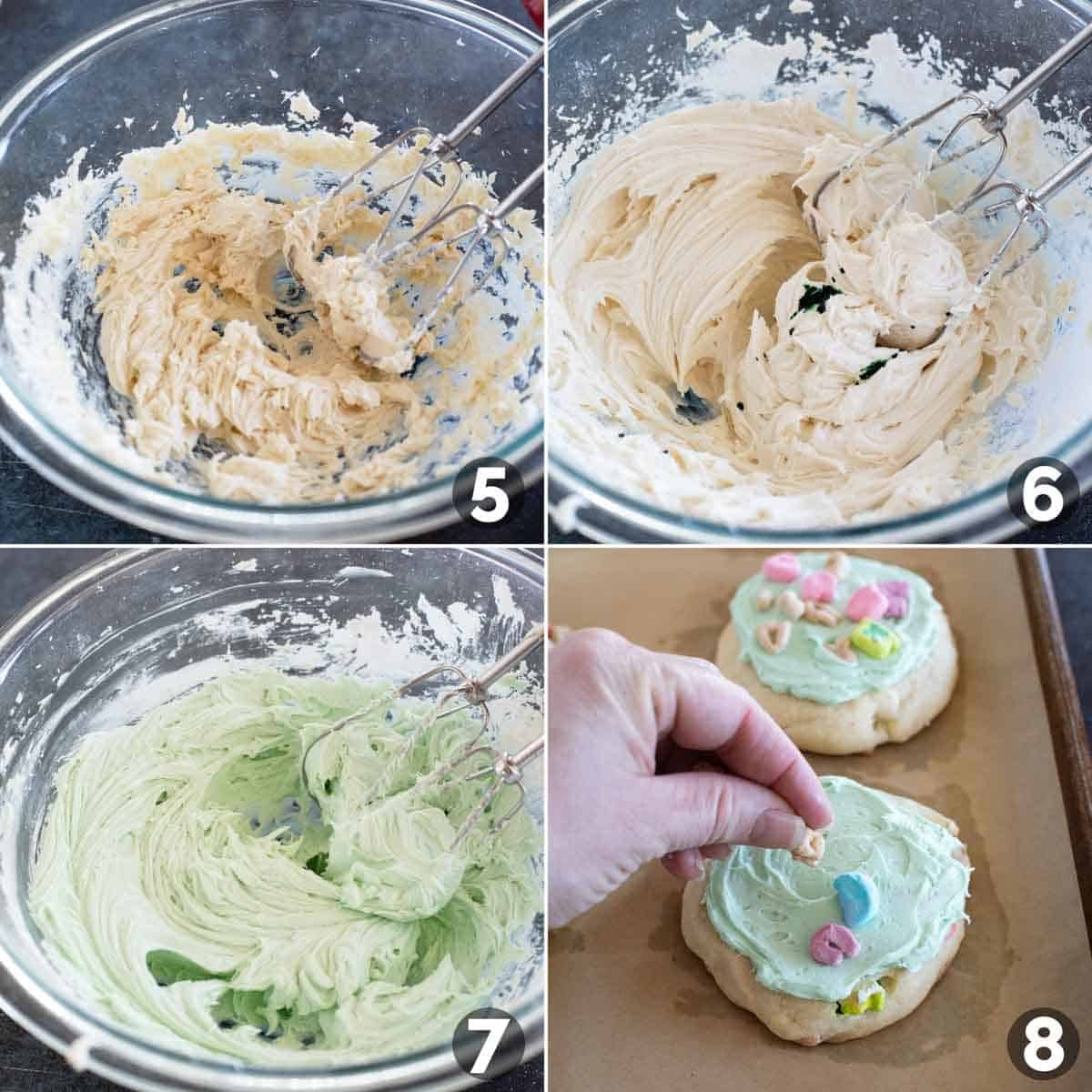 Making frosting for Lucky Charms Cookies.