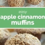 Apple Cinnamon Muffins collage with text bar in the middle.