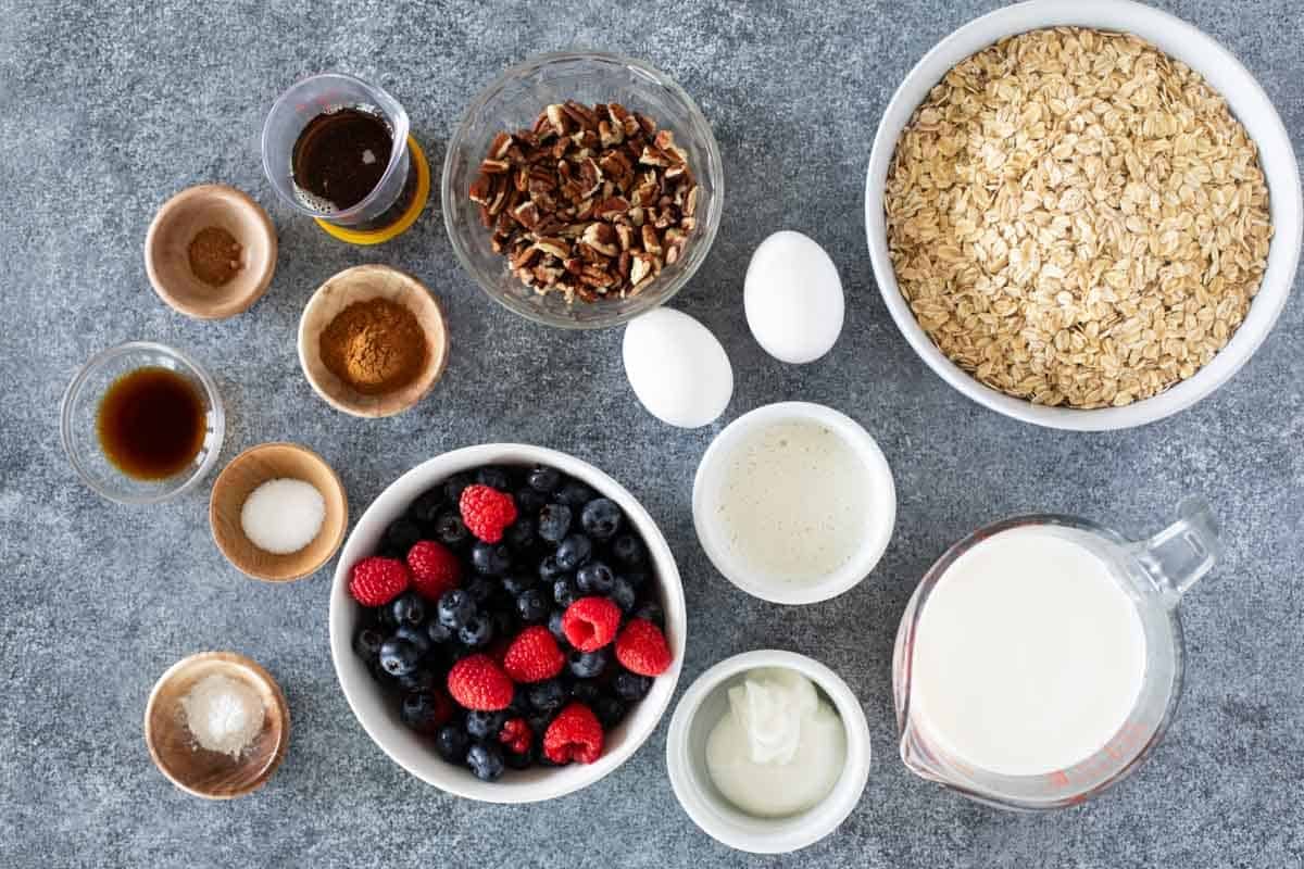 Ingredients for Baked Oatmeal.
