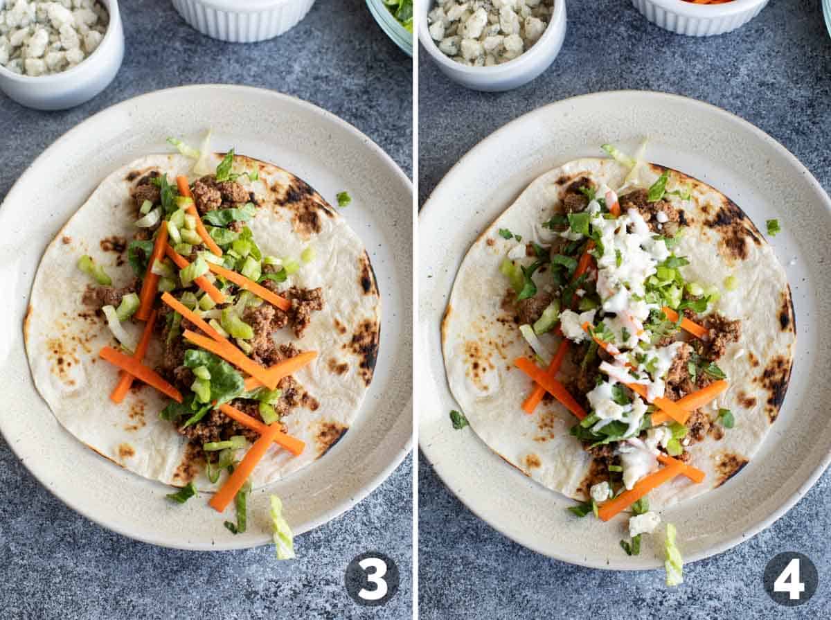 Assembling Buffalo Beef Tacos.
