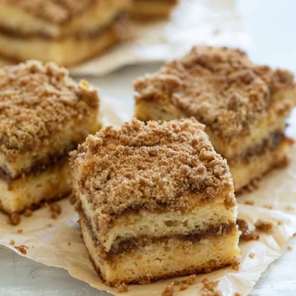 Slices of Cake Mix Coffee Cake.