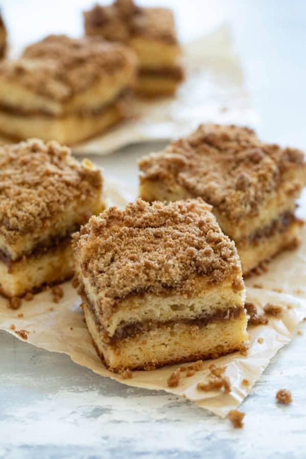 Slices of Cake Mix Coffee Cake.