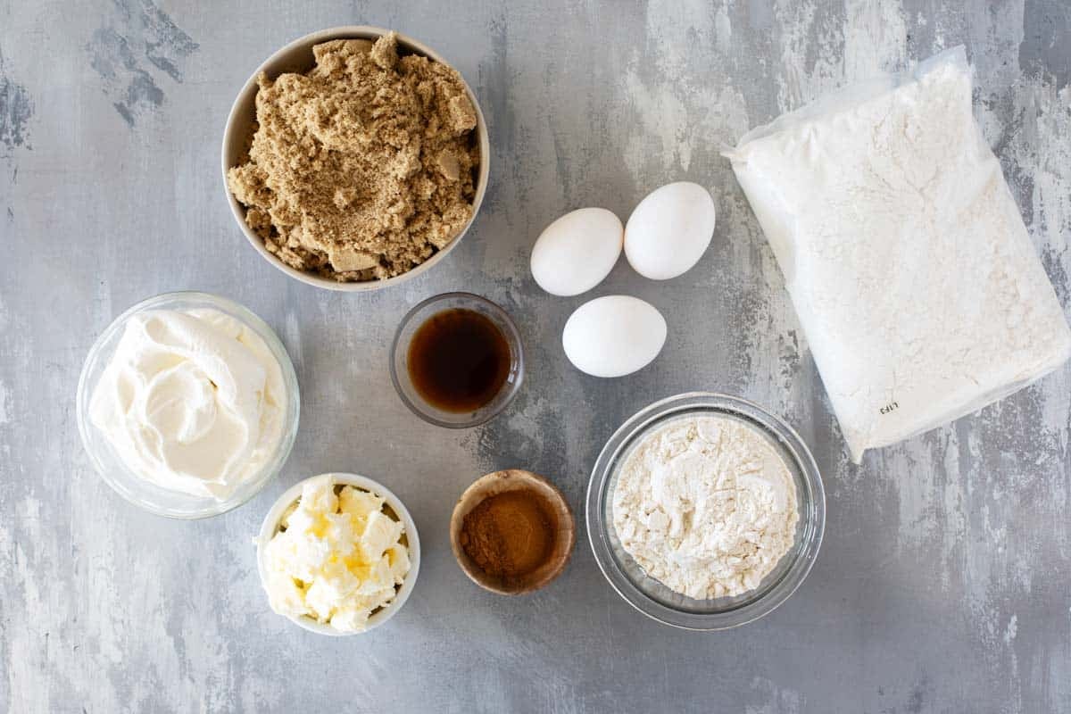 Ingredients for Cake Mix Coffee Cake.