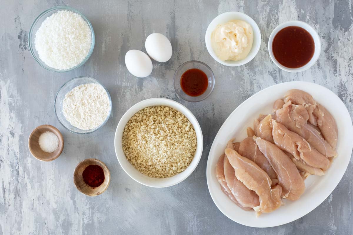 Ingredients for Coconut Chicken Tenders.