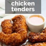 Coconut Chicken Tenders with text overlay.